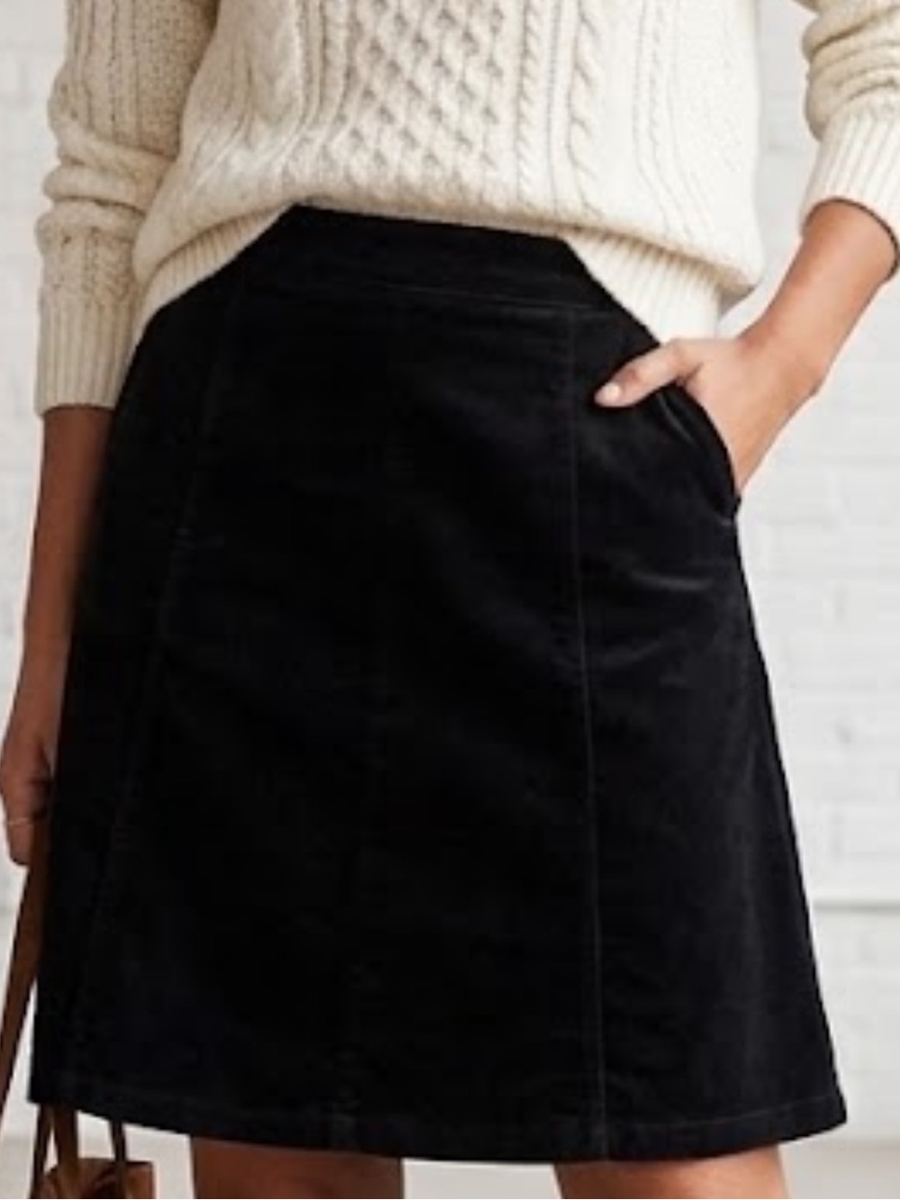 Eddie Bauer Black Cotton Velveteen A-Line Skirt Women’s Size 14